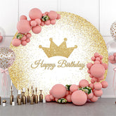 Funkeln Gold Krone Geburtstag Kreis Hintergrund Für Party